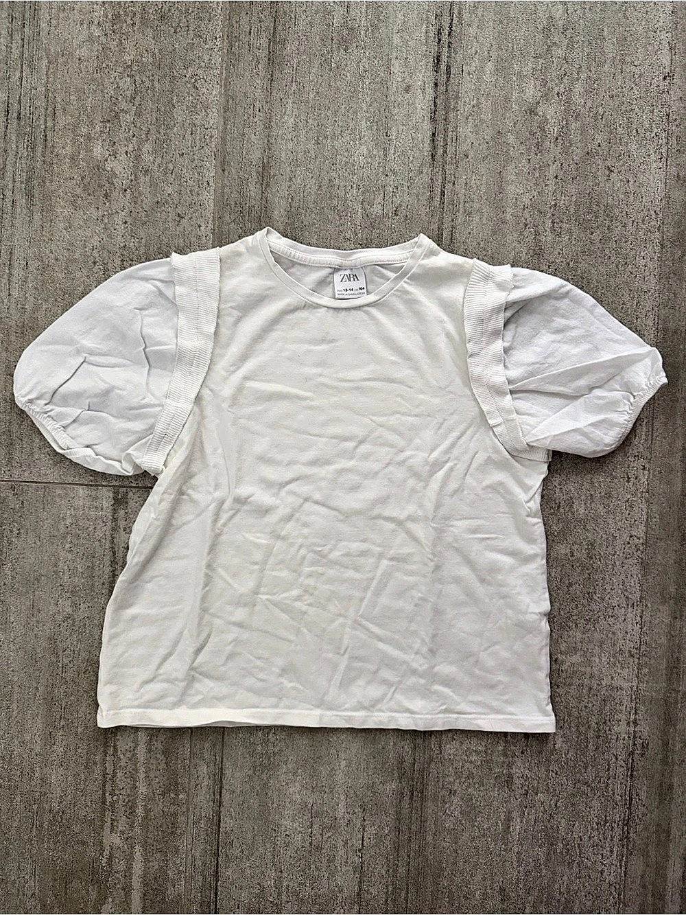 Zara Girls White Short Sleeve Top Size 13-14